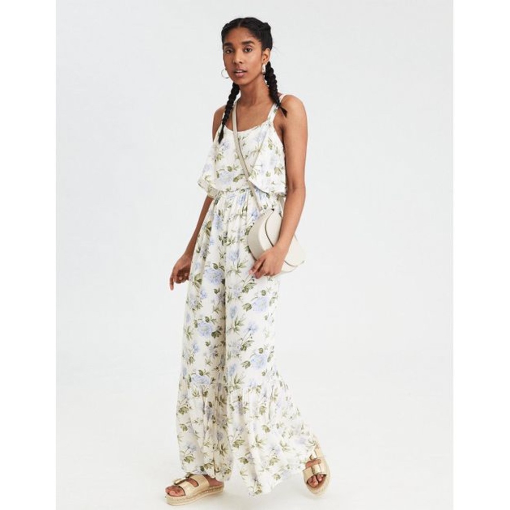 AE WIDE STRAP RUFFLE JUMPSUIT